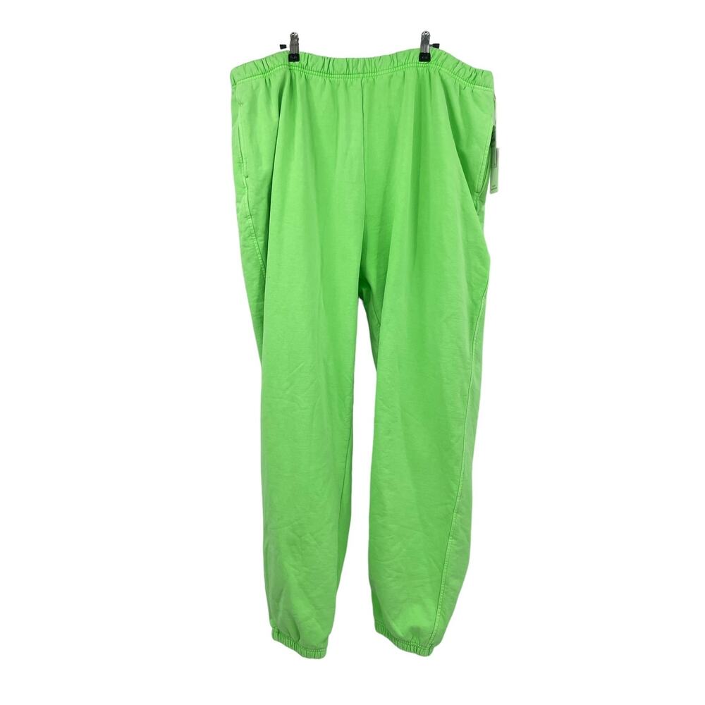 Good American Sweatpants Womens 7 4XL Pants Boyfriend Neon Green Cotton NWT